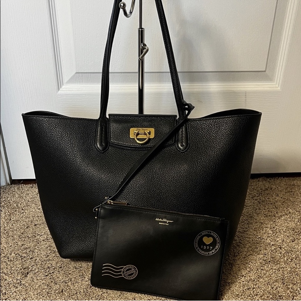 Ferragamo Leather Tote and Pouch Set - Picture 2 of 12